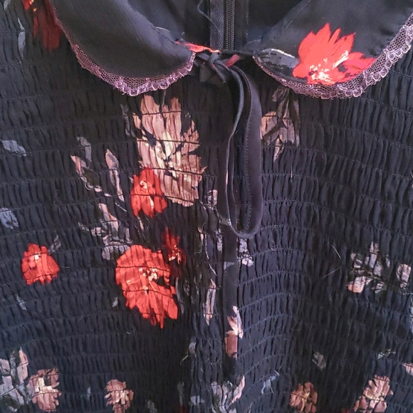 Abercrombie & Fitch Navy Blue Floral Chiffon Mini Dress Size L - Picture 6 of 7